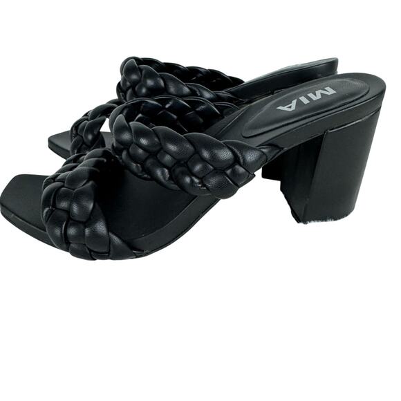 MIA‎ MAINE BRAIDED VEGAN LEATHER HEELED SANDALS IN BLACK NWOB WOMEN'S SIZE 8.5 - Picture 9 of 15